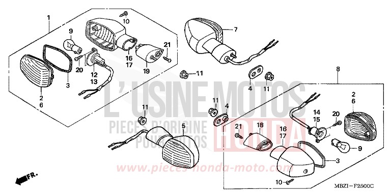 CLIGNOTANT de Hornet S CANDY XENON BLUE (PB324) de 2002